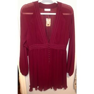 Dark red/maroon long sleeve mini dress